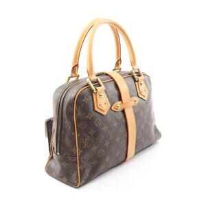 Louis Vuitton Handbag Manhattan Leather Canvas Brown Monogram